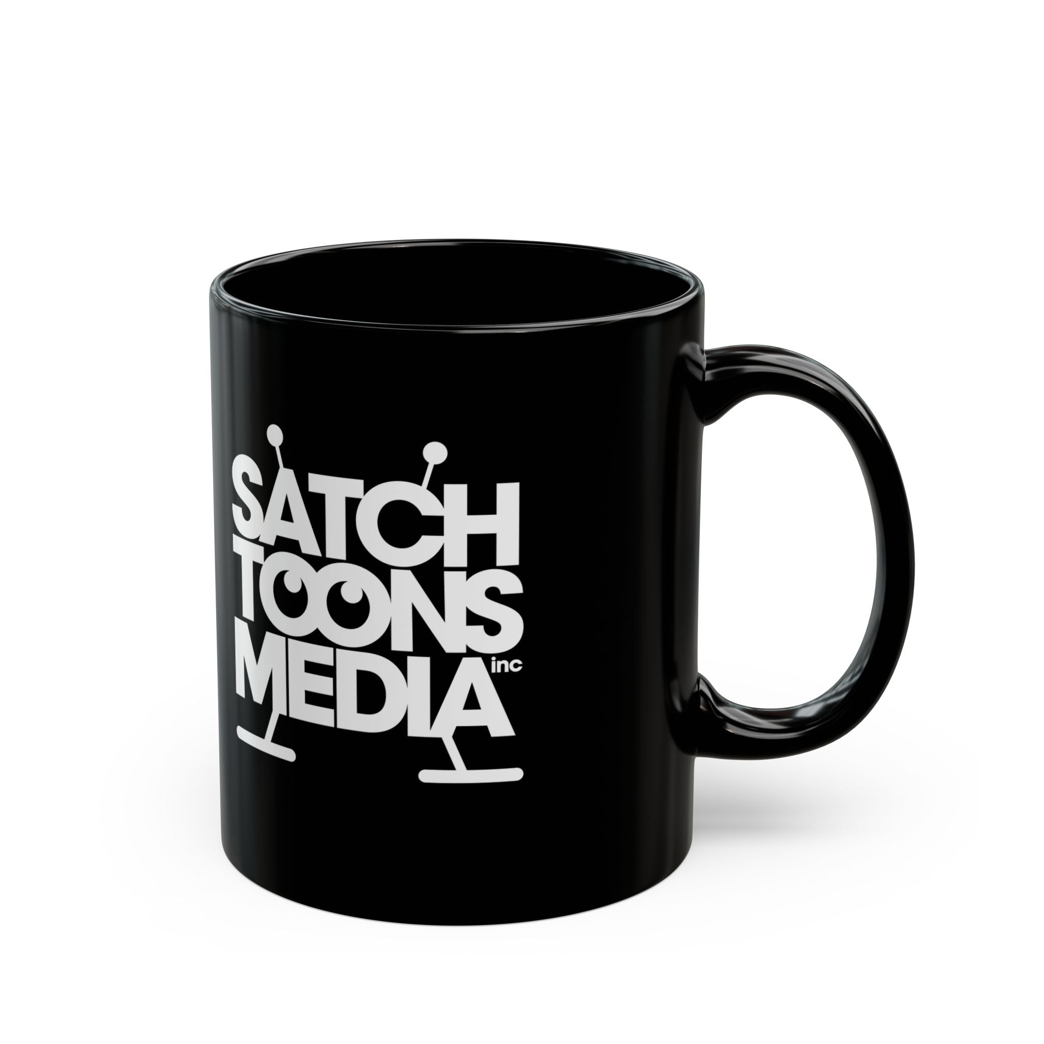 Satch Toons Media Black Logo Mug — 11oz & 15oz Ceramic Coffee Cup